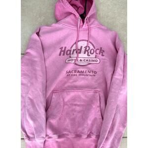 Hard Rock Sweatshirt Womens Sz Med PINK Pullover Cotton Hoodie at Fire Mountain